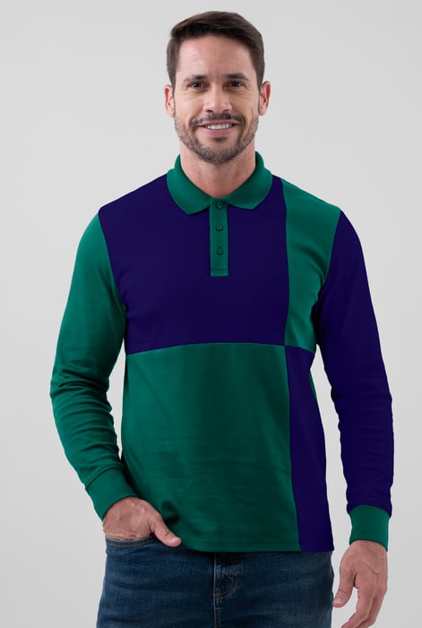 White Colour Block Polo Shirt