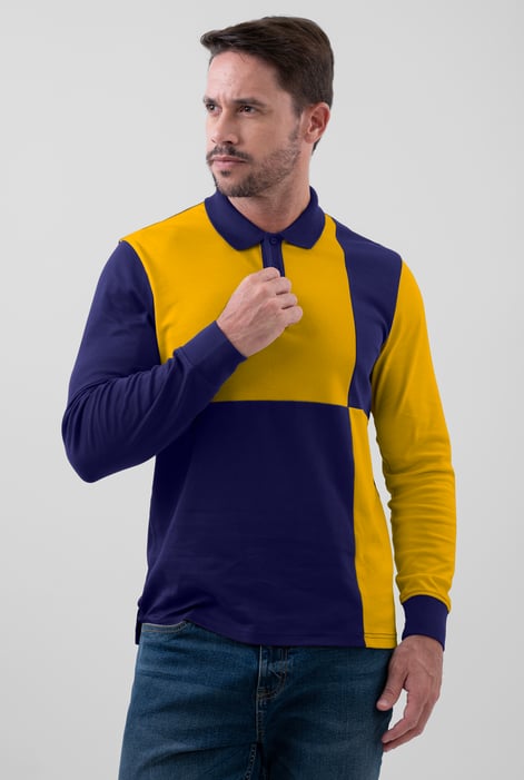 White Colour Block Polo Shirt
