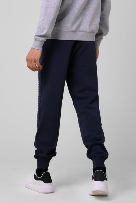 Mens Navy Pleated Plain Drawstring Jogger