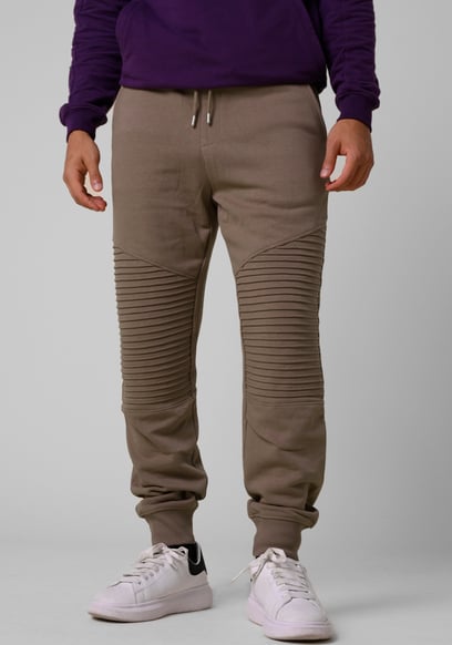 Mens Pleated Plain Drawstring Jogger