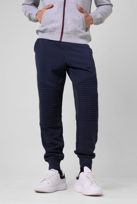 Mens Black Pleated Plain Drawstring Jogger
