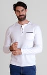 Textured Jersey Long Sleeve Henley T-Shirt