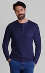 Textured Jersey Long Sleeve Henley T-Shirt