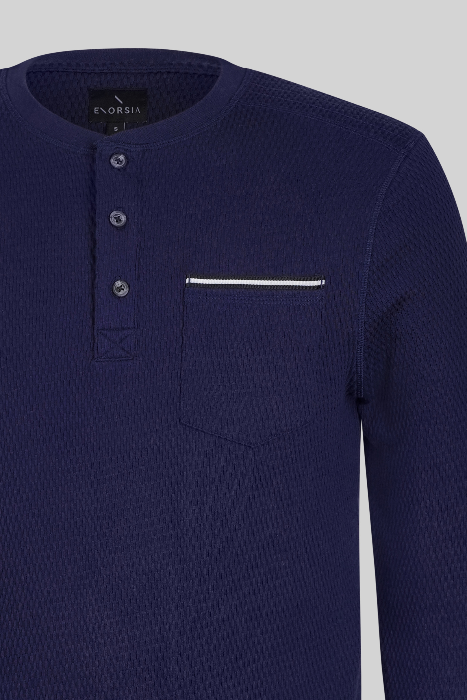 Textured Jersey Long Sleeve Henley T-Shirt