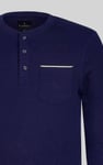 Textured Jersey Long Sleeve Henley T-Shirt