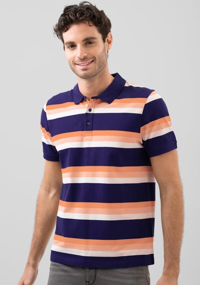 Stripe Pique Polo Shirt
