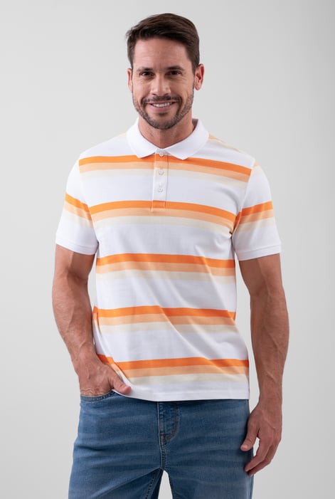 Navy Stripe Pique Polo Shirt