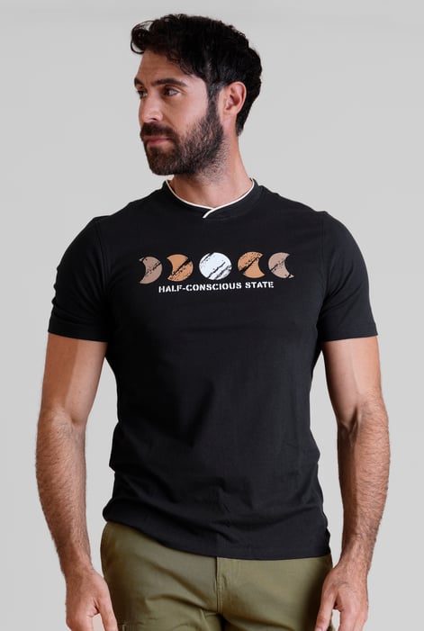 Men's Black Graphic Printed T-Shirt