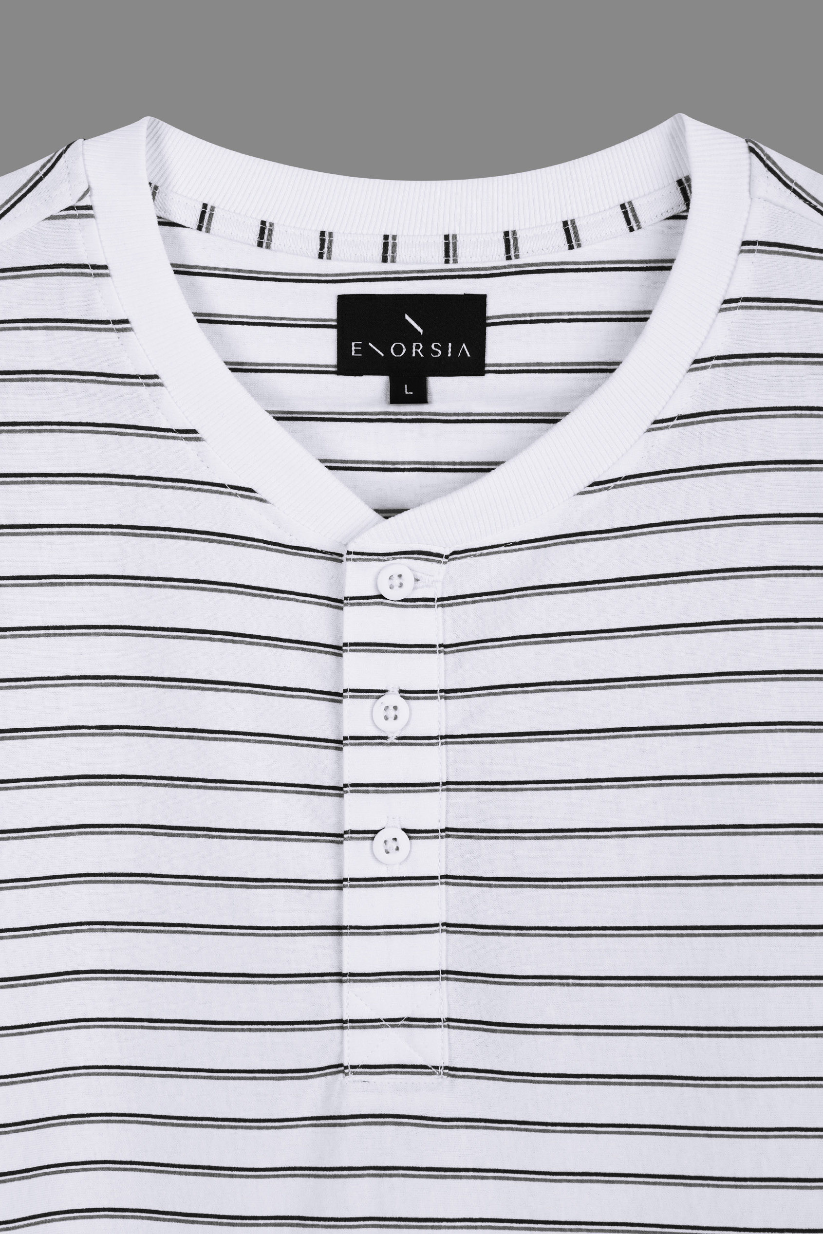 Loose Fit Stripe Print Henley T-shirt