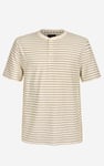 Loose Fit Stripe Print Henley T-shirt