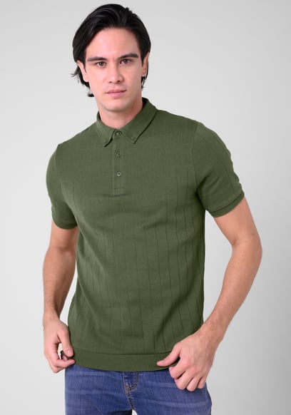 Mens Rib Textured Soft Finish Polo Shirt