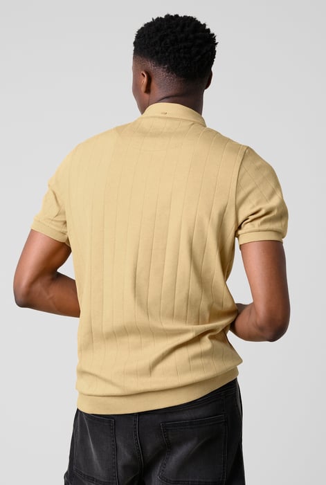 Mens Yellow Rib Textured Soft Finish Polo Shirt