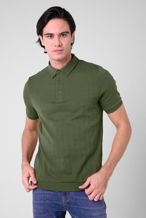 Mens Yellow Rib Textured Soft Finish Polo Shirt