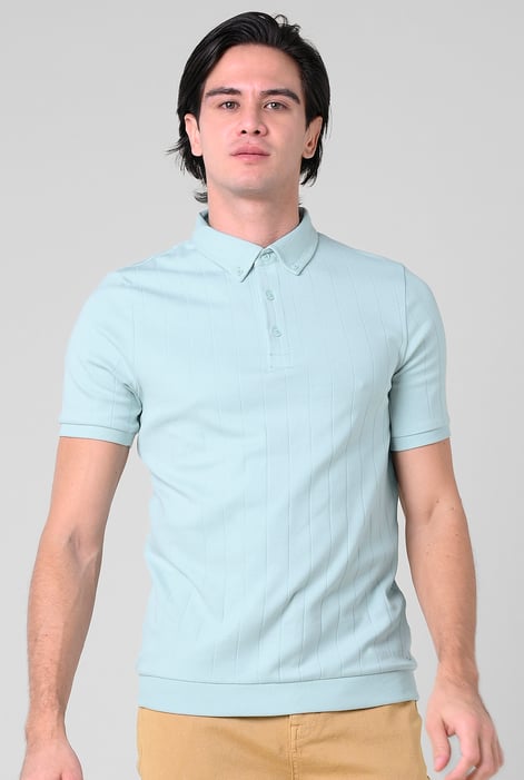 Mens Yellow Rib Textured Soft Finish Polo Shirt