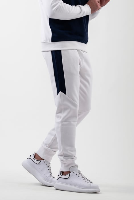 White Colour Block Jersey Track Jogger