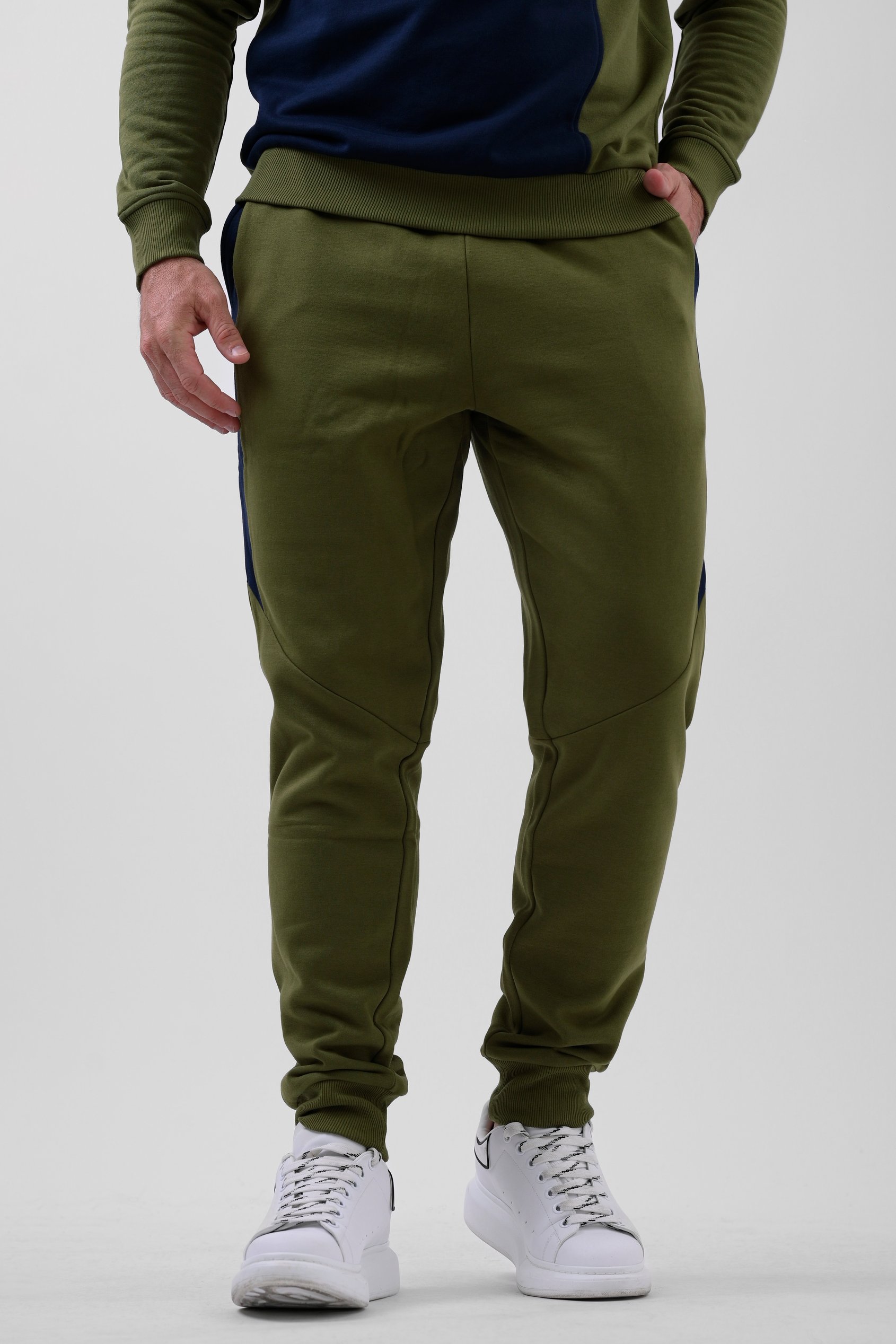 Enorsia Men's Green Colour Block Jersey Track Jogger - Uk L