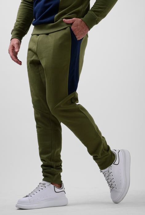 Green Colour Block Jersey Track Jogger