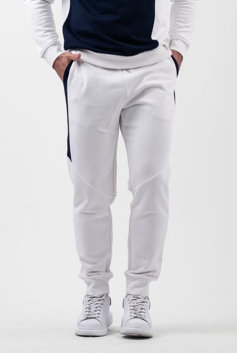 White Colour Block Jersey Track Jogger