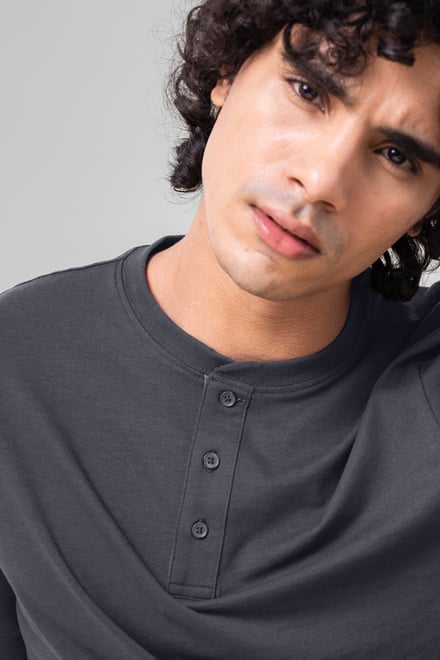 Men's Crew Neck Henley T-Shirt