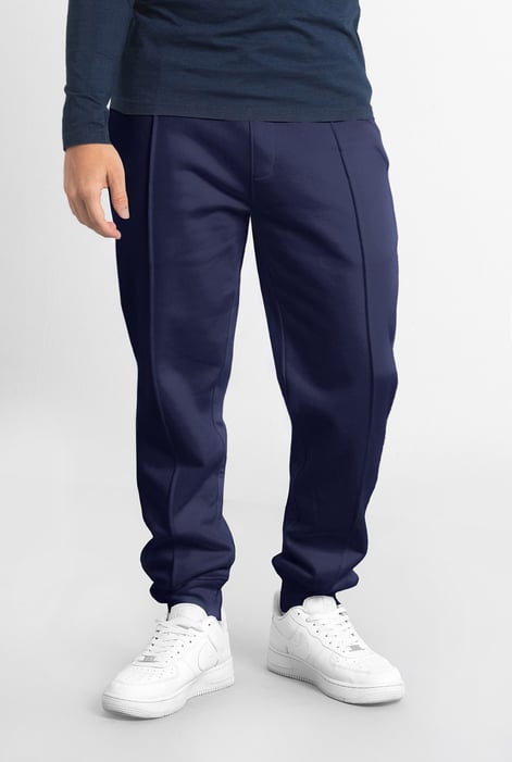 Mens White Brushed Terry Jogger With Cut And Sew Waistband