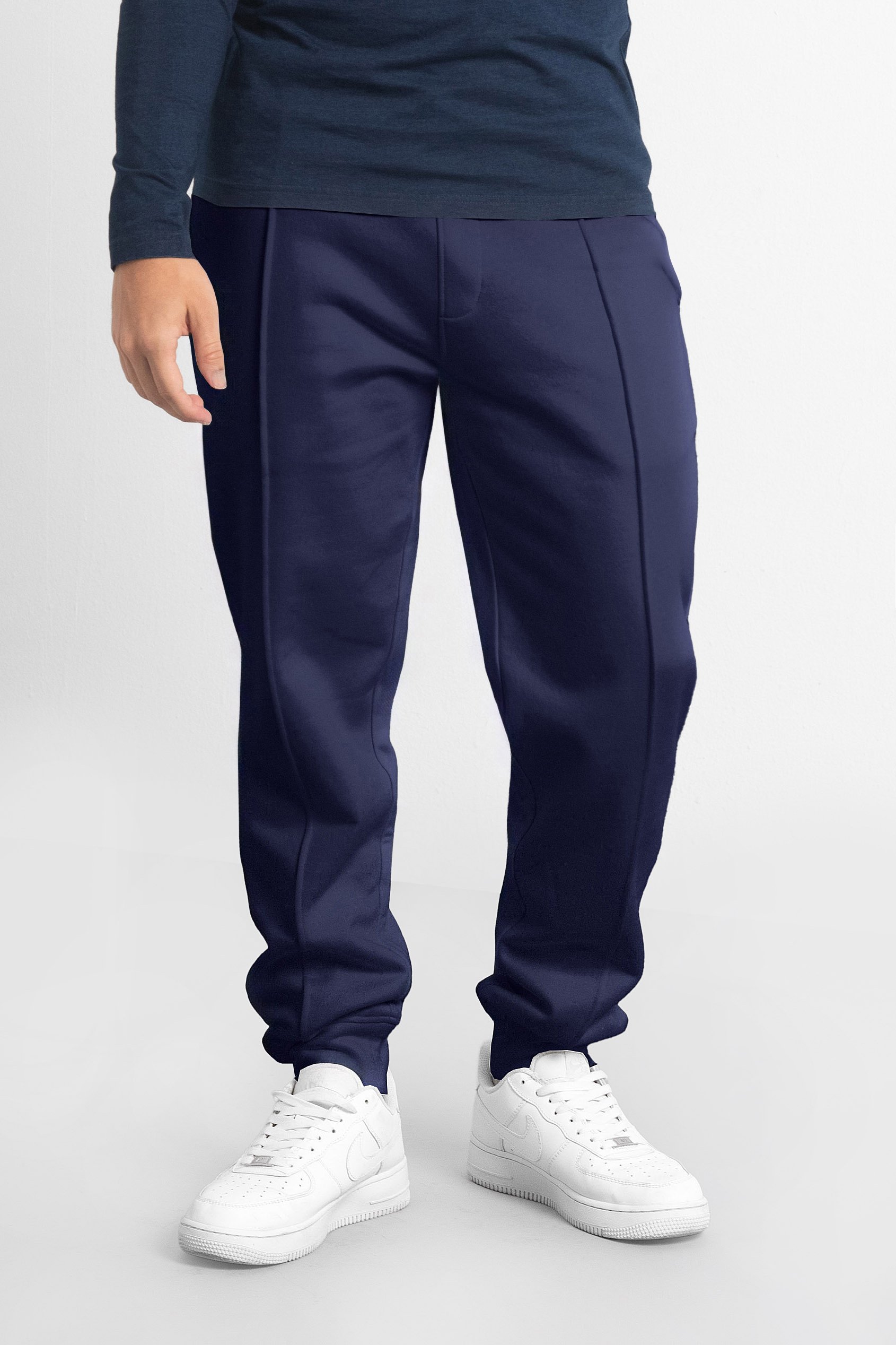 Enorsia Men's Navy Brushed Terry Jogger With Cut And Sew Waistband - Uk Xxl