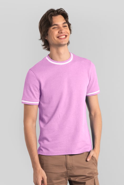 Mens Pink Design Jersey Crew Neck T-Shirt