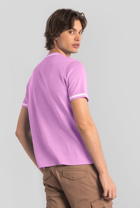Mens Pink Design Jersey Crew Neck T-Shirt
