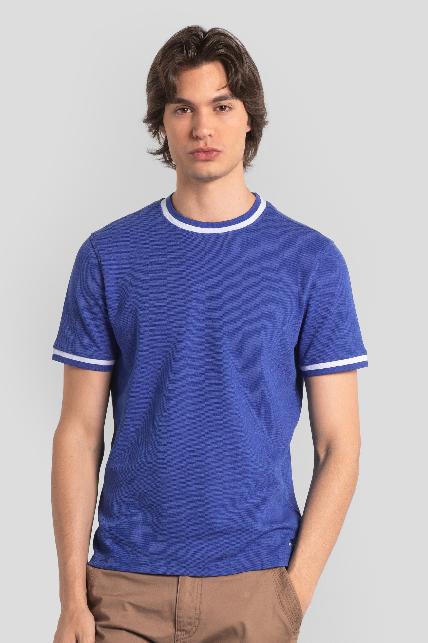 Enorsia Men's Blue Design Jersey Crew Neck T-Shirt - Uk Xl