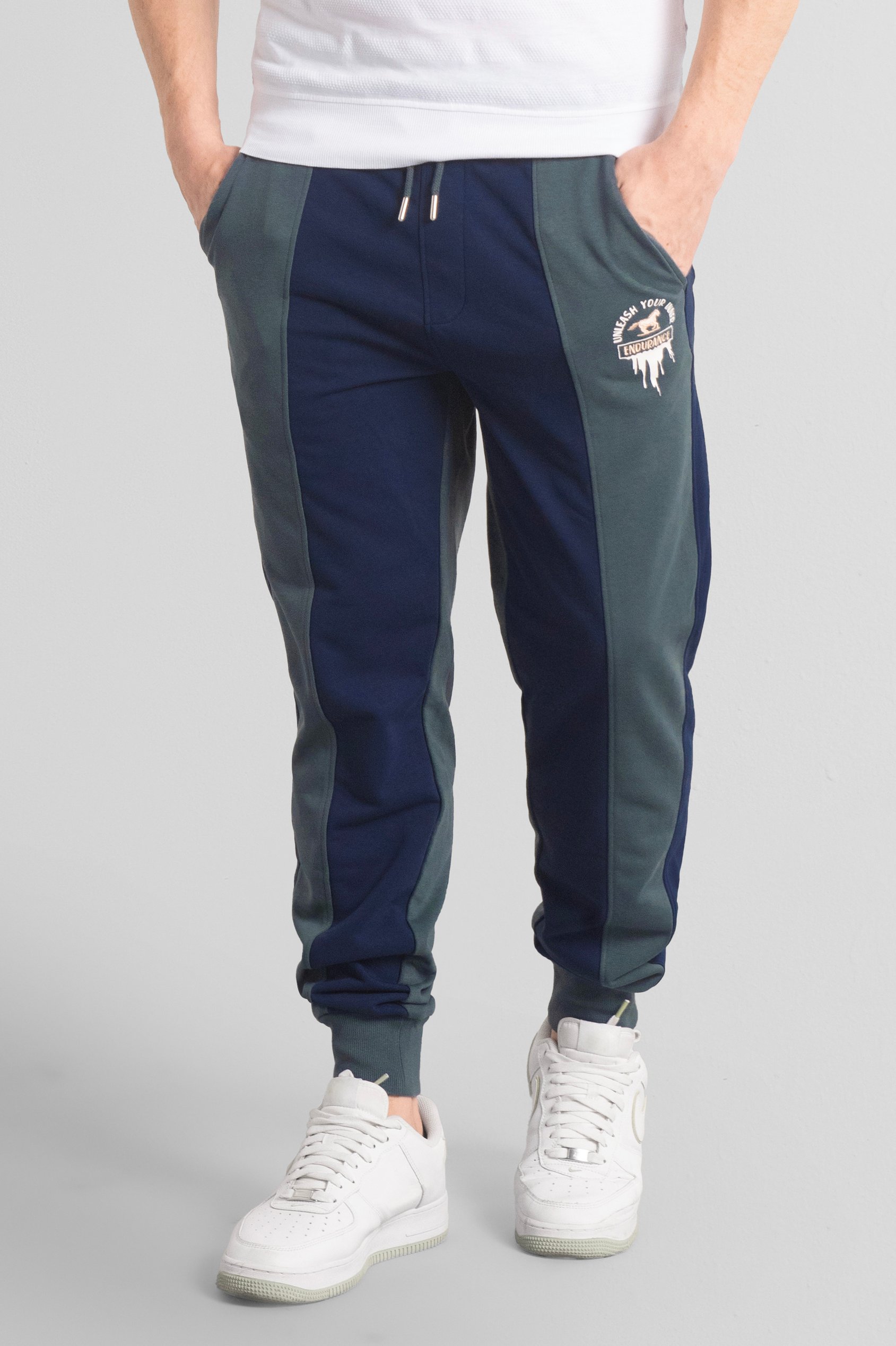 Enorsia Men's Multicoloured Terry Colourblock Jogger - Uk S