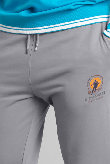 Mens Grey Terry Jogger With Ribbed Cuff