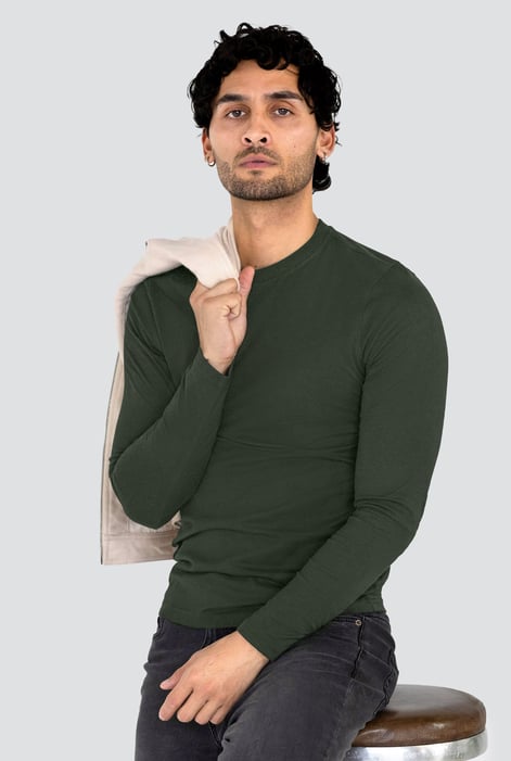 Men's Bargundy-Olive Long Sleeve Cotton T-Shirt 2 Pack