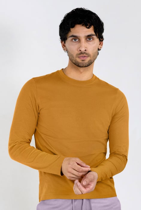 Men's Orch yellow -Deep Blue Long Sleeve Cotton T-Shirt 2 Pack