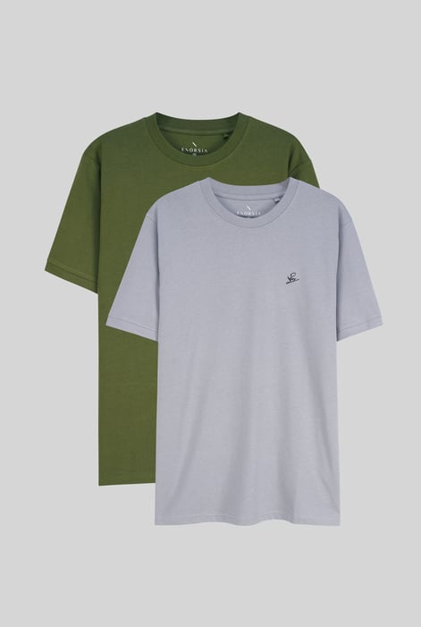 Olive/Grey 2 Pack Short Sleeve Cotton T-Shirt