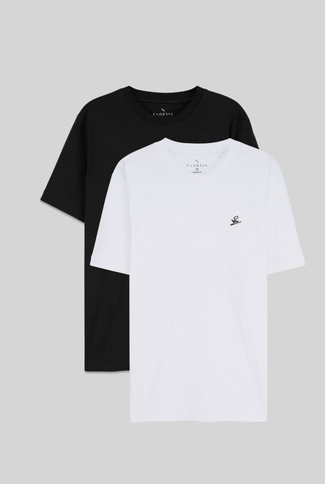 Black/White 2 Pack Short Sleeve Cotton T-Shirt