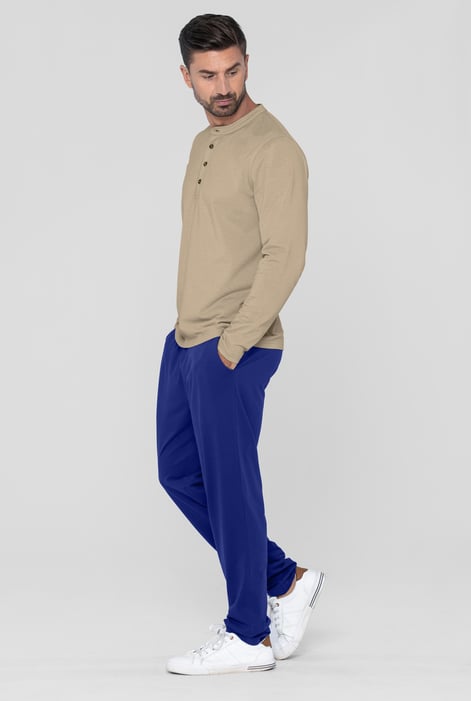Men's Cream Solid Pyjamas Set