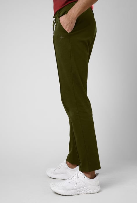 Mens Olive Classic Front Seam Jersey Trouser