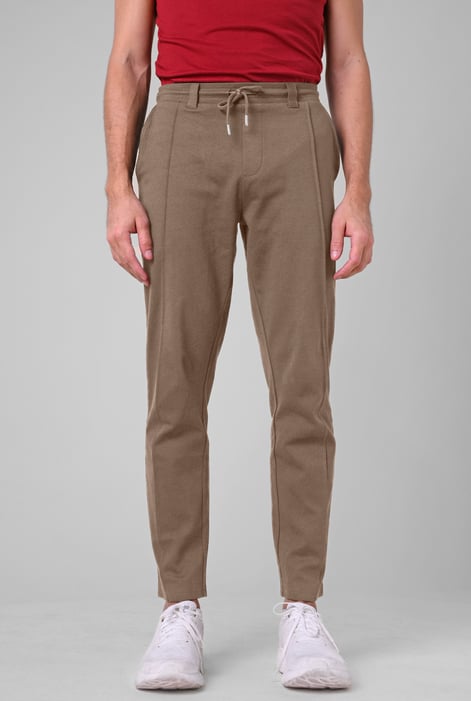 Mens Black Classic Front Seam Jersey Trouser