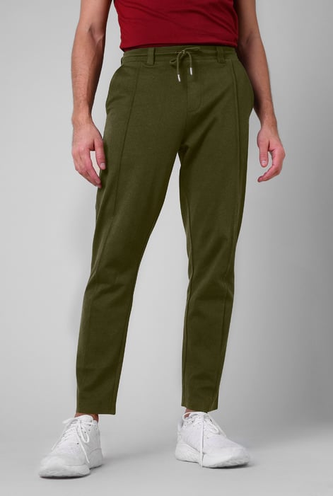 Mens Black Classic Front Seam Jersey Trouser