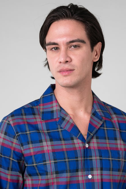 Mens Blue & Green Nightwear Shirt