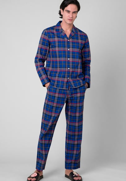 Mens Blue & Green Nightwear Shirt