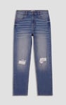 Womens Straight Fit Ripped Jeans