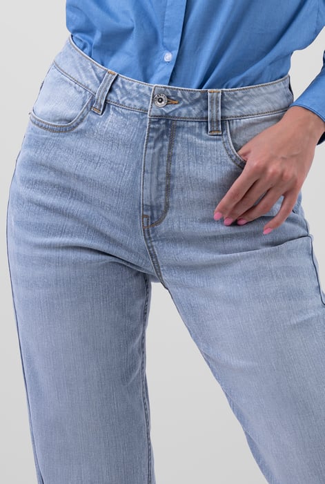 Womens Light Blue Straight Fit Ripped Jeans