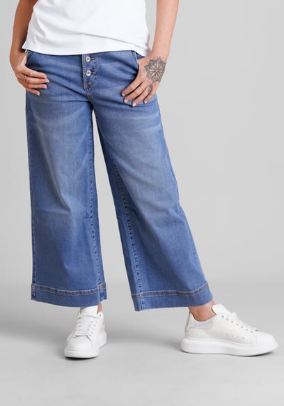 Womens High Waist Denim Culottes