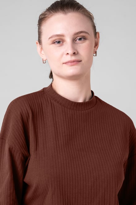Women Oversize Texture Rib Tops