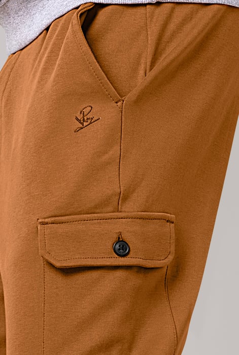 Mens Orange Slim Fit Cargo Trouser