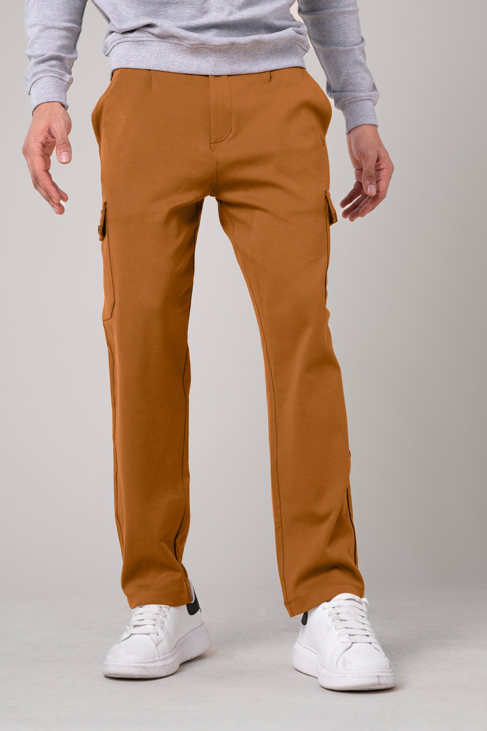Enorsia Men's Orange Slim Fit Cargo Trouser - Uk L