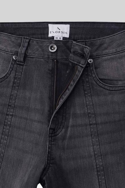 Womens Grey Stretch Flare Jeans
