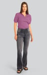 Womens Grey Stretch Flare Jeans