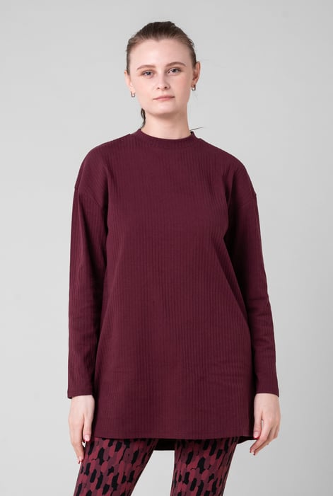 Women Green Oversize Texture Rib Tops