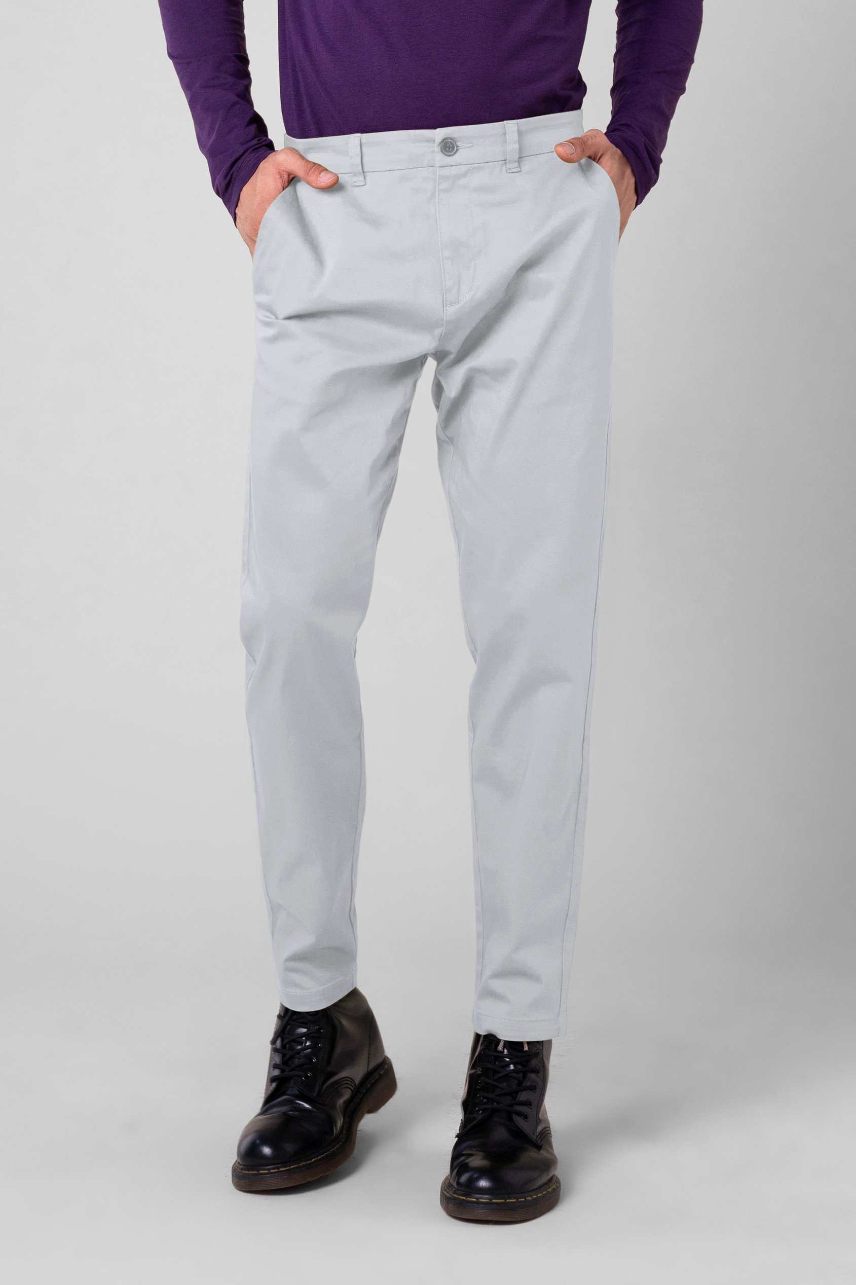 Enorsia Men's White Tapered Stretch Chino Trouser - Uk 38